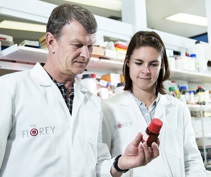 Florey researchers Prof Lawrence and Dr Campbell